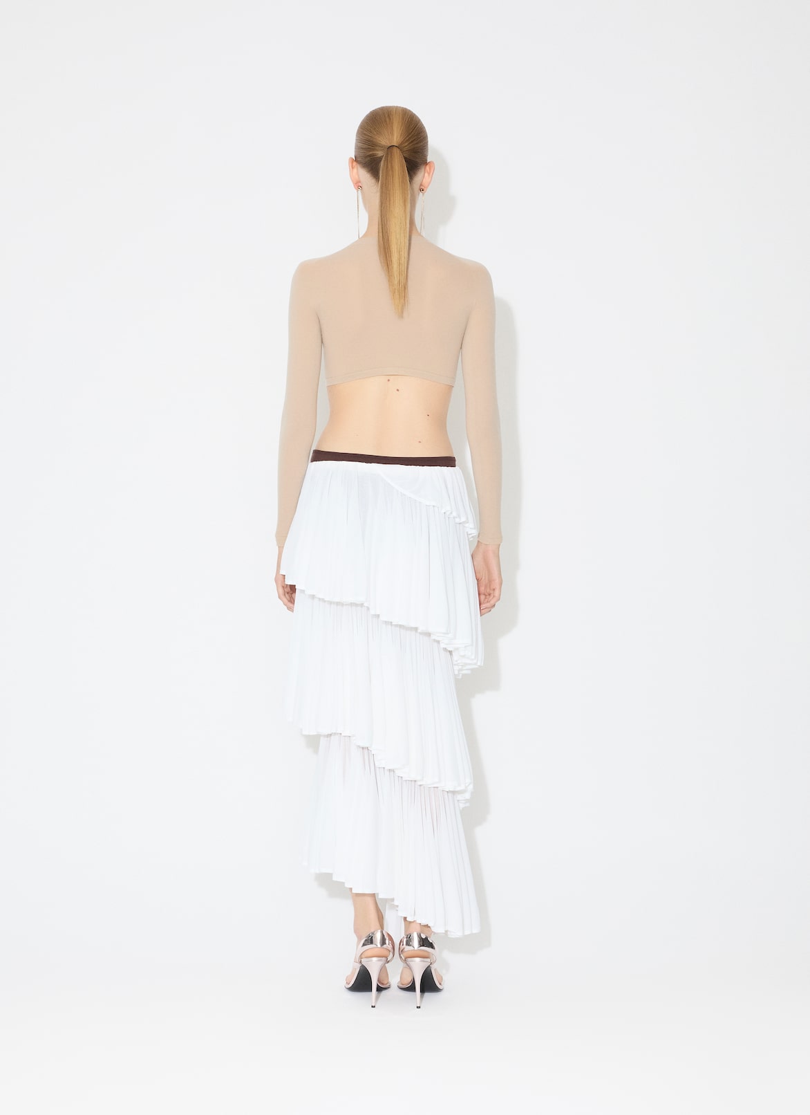 KNIT SPIRAL SKIRT ALAÏA WHITE  KNIT SPIRAL SKIRT